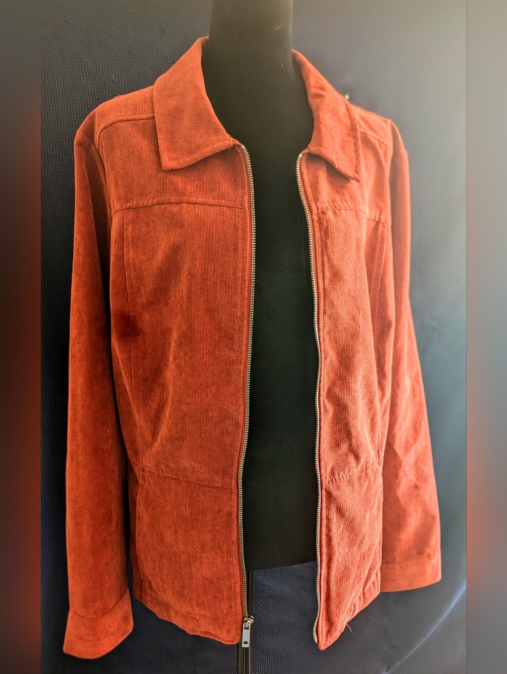 Christopher & Banks Rust Corduroy Zip-Up Jacket